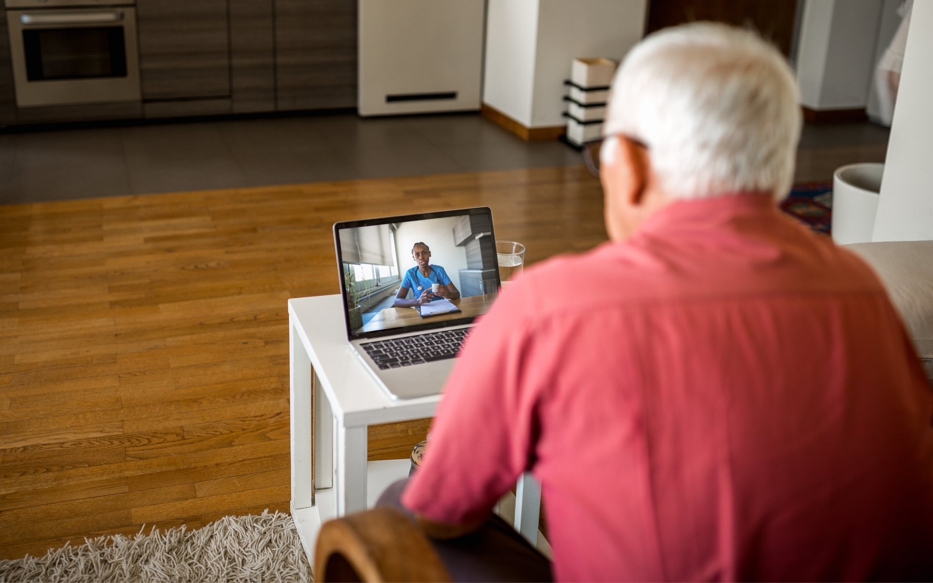 3 Man talking with therapist on computer