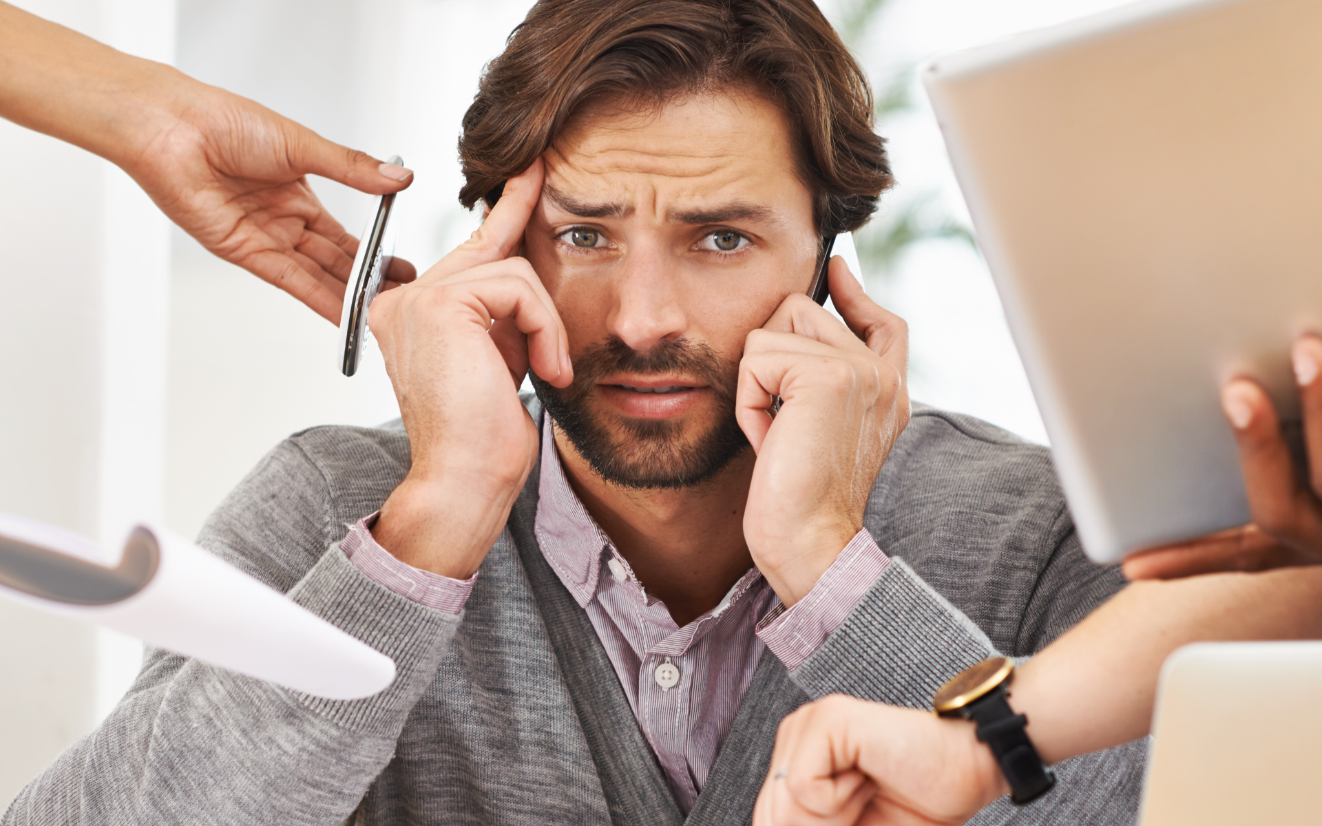 Man stressed at his desk