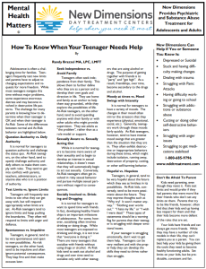 teenager New Dimensions Day Treatment Centers