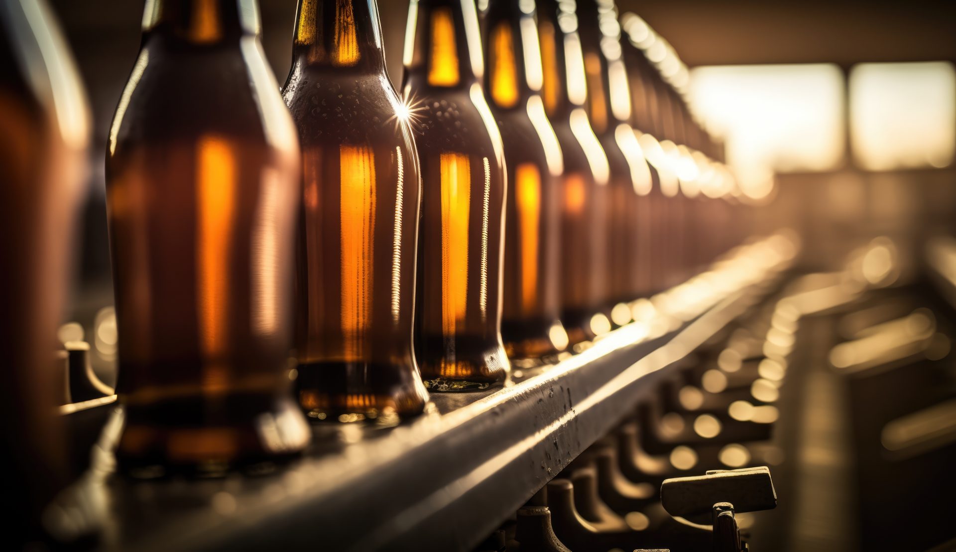 beer bottles sitting on a shelf