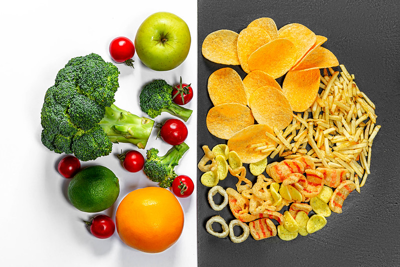 fruits and vegetables and junk food