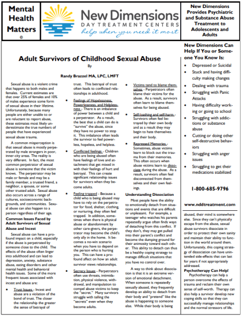 Adult Survivors Of Childhood Sexual Abuse PDF | Learn More