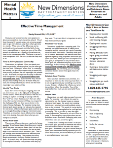 Time management New Dimensions Day Treatment Centers